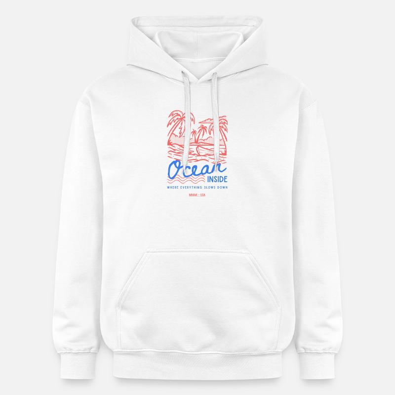 Océan à l’intérieur de Palm Island - Sweat à capuche Softstyle® Gildan Unisexe - blanc