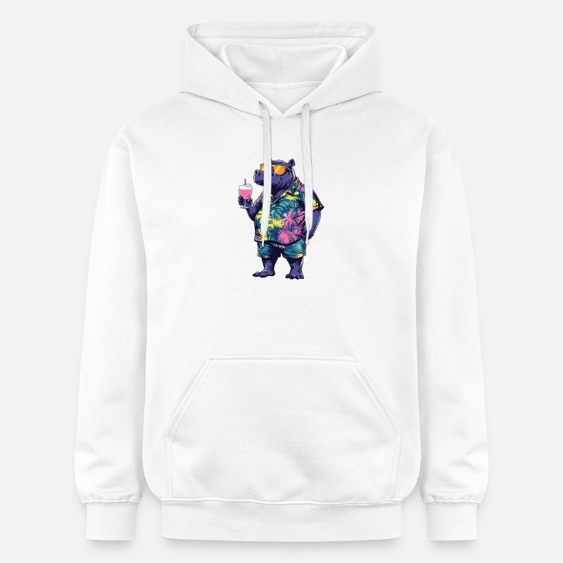 Nilpferd Comic Sommer - Gildan Unisex Softstyle® Midweight Hoodie - Weiß