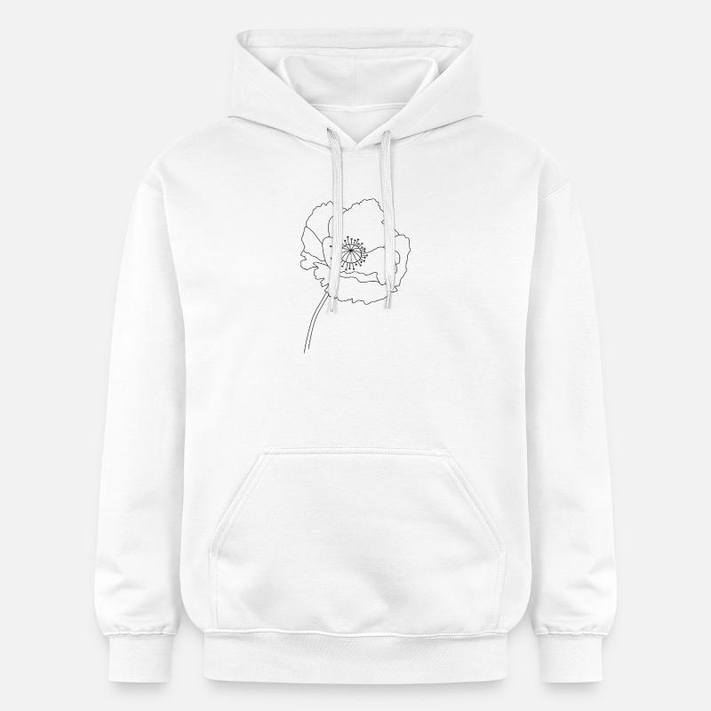 Silhouette de fleur de pavot - Sweat à capuche Softstyle® Gildan Unisexe - blanc
