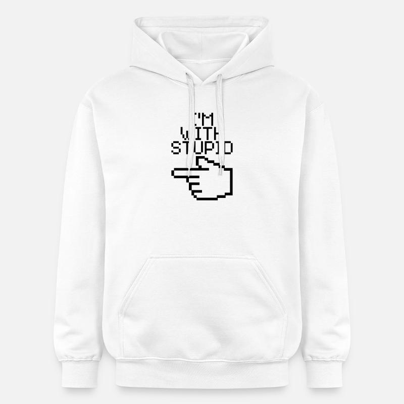 I'm with stupid - Sweat à capuche Softstyle® Gildan Unisexe - blanc