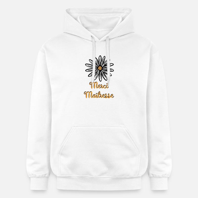merci maitresse avec une fleur - Sweat à capuche Softstyle® Gildan Unisexe - blanc