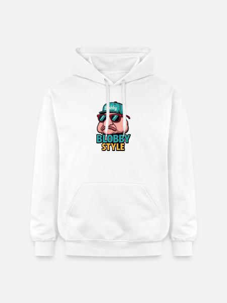 Blobby Style Cartoon Tee - Gildan Unisex Softstyle® Midweight Hoodie - white