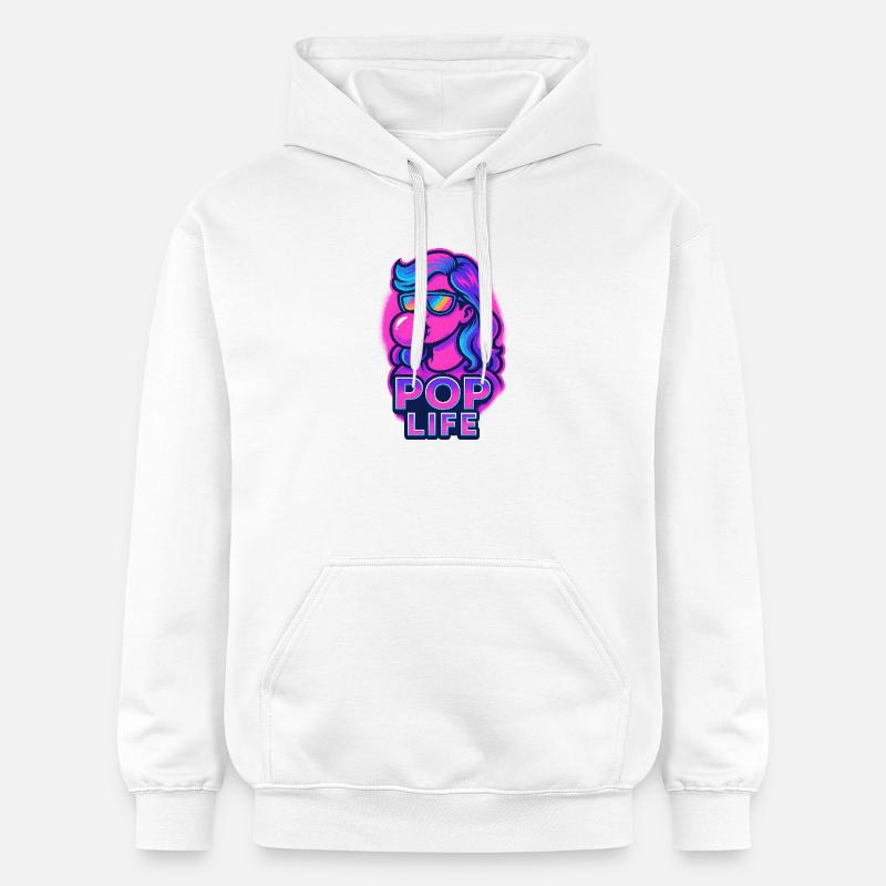 Retro Neon Mädchen Bubblegum Pop Design - Gildan Unisex Softstyle® Midweight Hoodie - Weiß
