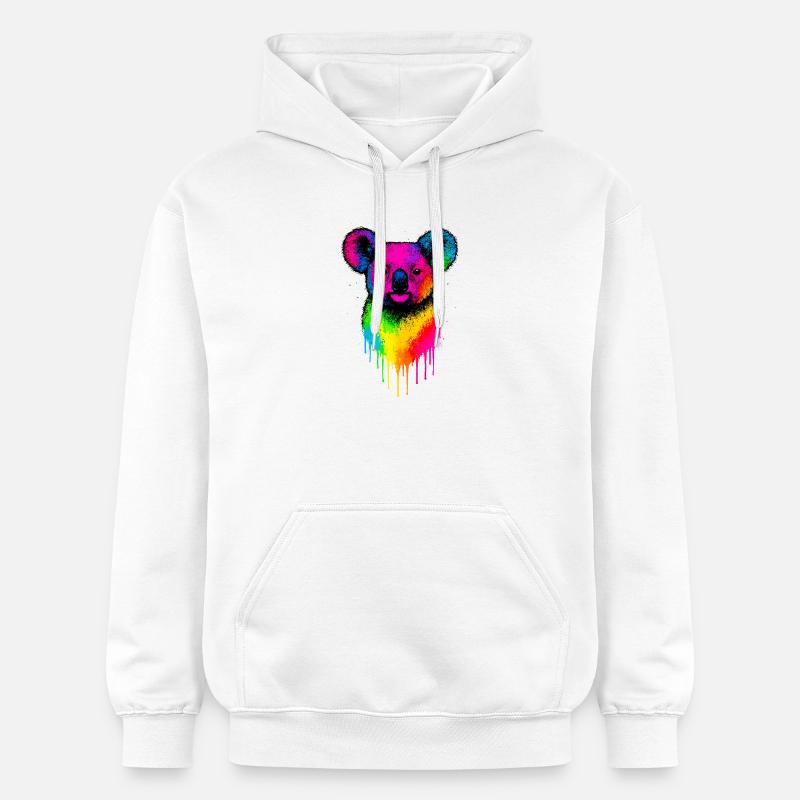 Éclaboussures de néon Koala arc-en-ciel - Sweat à capuche Softstyle® Gildan Unisexe - blanc