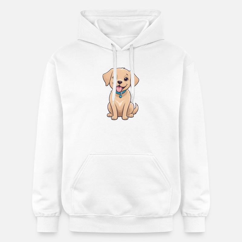 Dessin animé du chiot joyeux - Sweat à capuche Softstyle® Gildan Unisexe - blanc