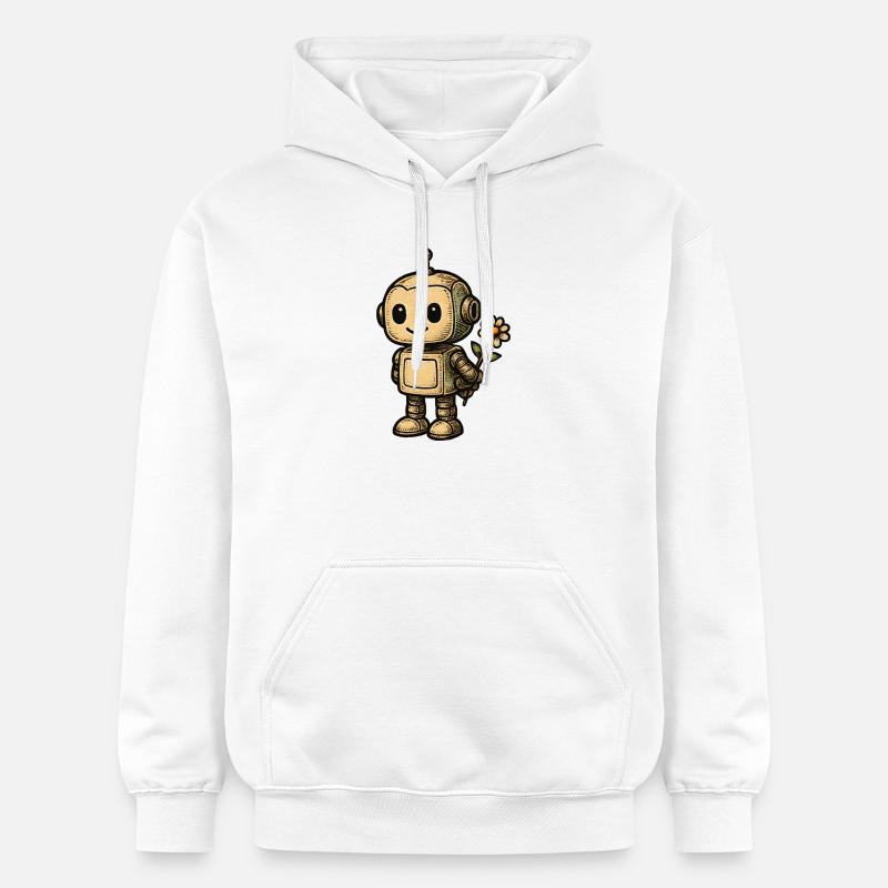 Robot avec fleur - Sweat à capuche Softstyle® Gildan Unisexe - blanc