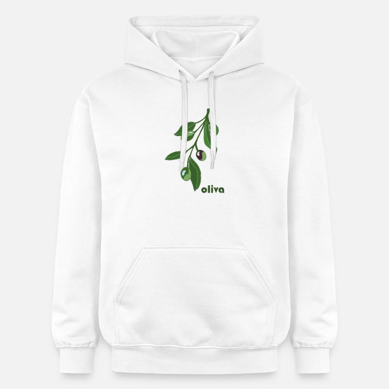 Vert graphique Rameau d’Olivier - Sweat à capuche Softstyle® Gildan Unisexe - blanc