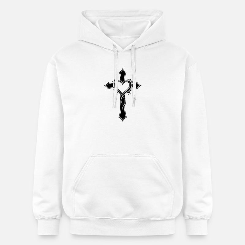 Jésus symbole de croix de cœur - Sweat à capuche Softstyle® Gildan Unisexe - blanc