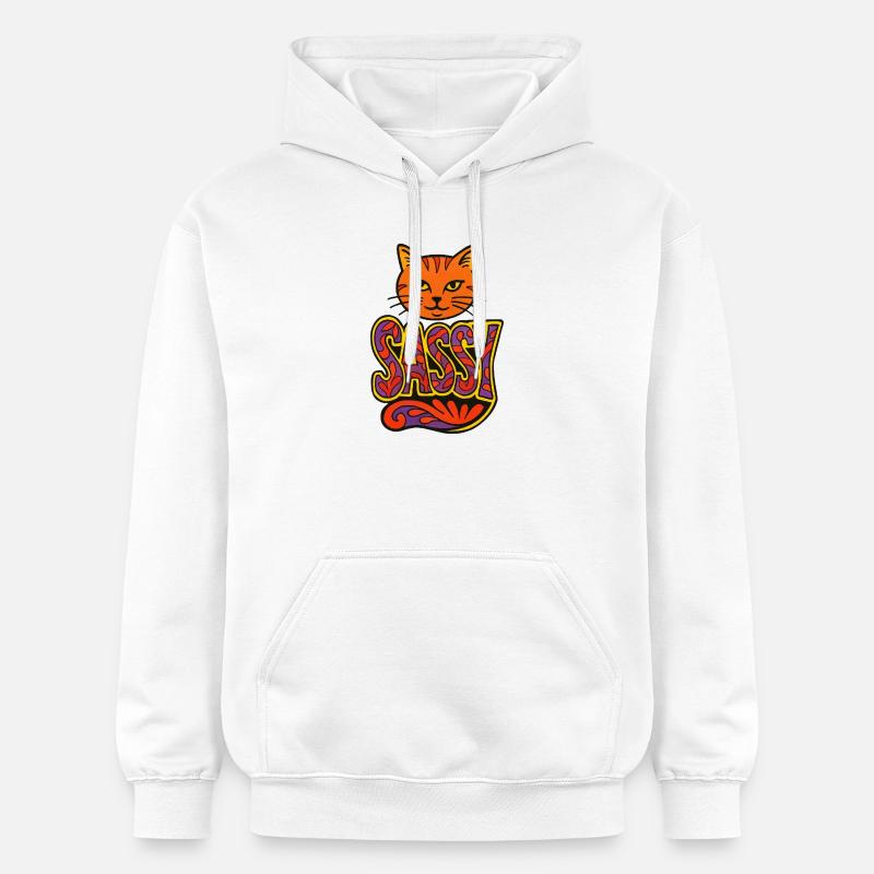 Script psychédélique de Chat Impertinent - Sweat à capuche Softstyle® Gildan Unisexe - blanc