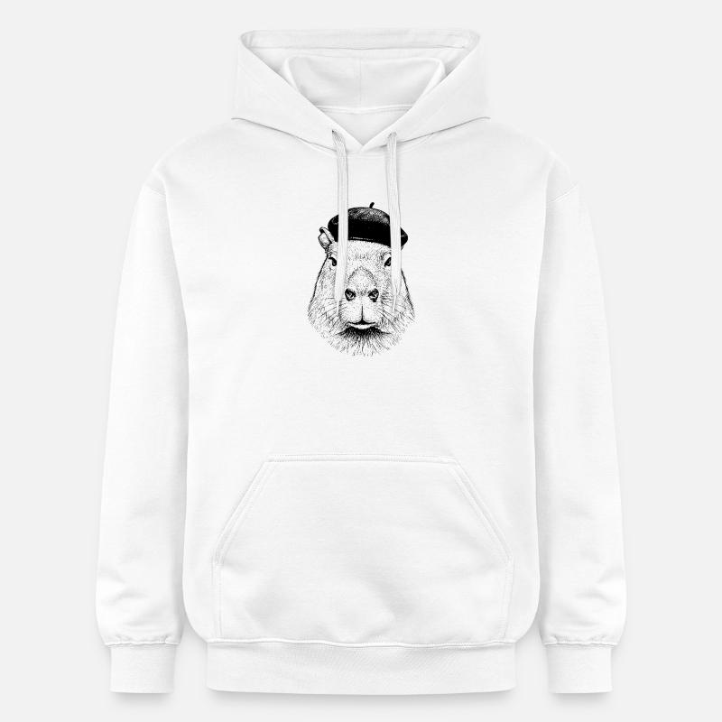 Capybara Avec Béret - Sweat à capuche Softstyle® Gildan Unisexe - blanc