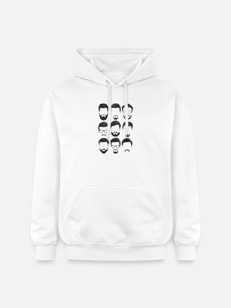 Beard and haircut pattern - Gildan Unisex Softstyle® Midweight Hoodie - white