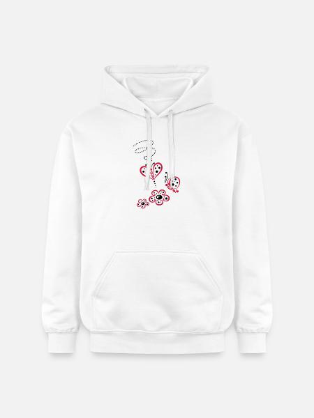 Bunte Schmetterlinge mit Blumen, Sommerwiese - Gildan Unisex Softstyle® Midweight Hoodie - Weiß