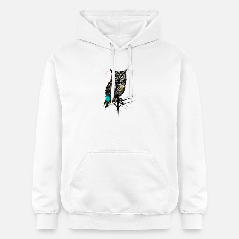 NightOwl avec des éclaboussures de peinture - Sweat à capuche Softstyle® Gildan Unisexe - blanc