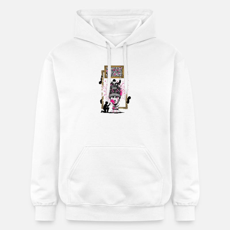 Sculpture de tête PopCollage - Sweat à capuche Softstyle® Gildan Unisexe - blanc