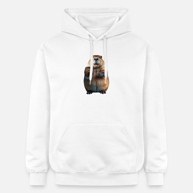 Castor Sourire Amical 3D Cartoon - Sweat à capuche Softstyle® Gildan Unisexe - blanc