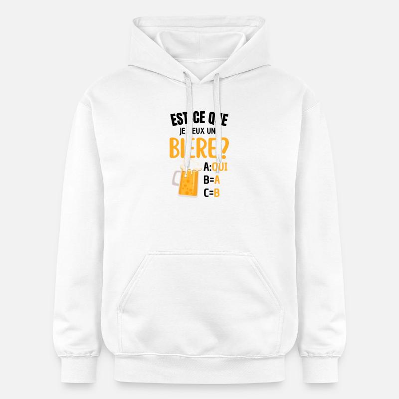 Humour Bière Et Réponse Évidente - Sweat à capuche Softstyle® Gildan Unisexe - blanc