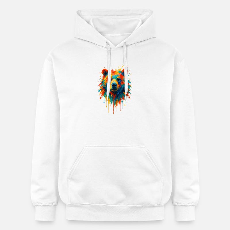 Bär im Splatter-Dynamik-Gemälde - Gildan Unisex Softstyle® Midweight Hoodie - Weiß