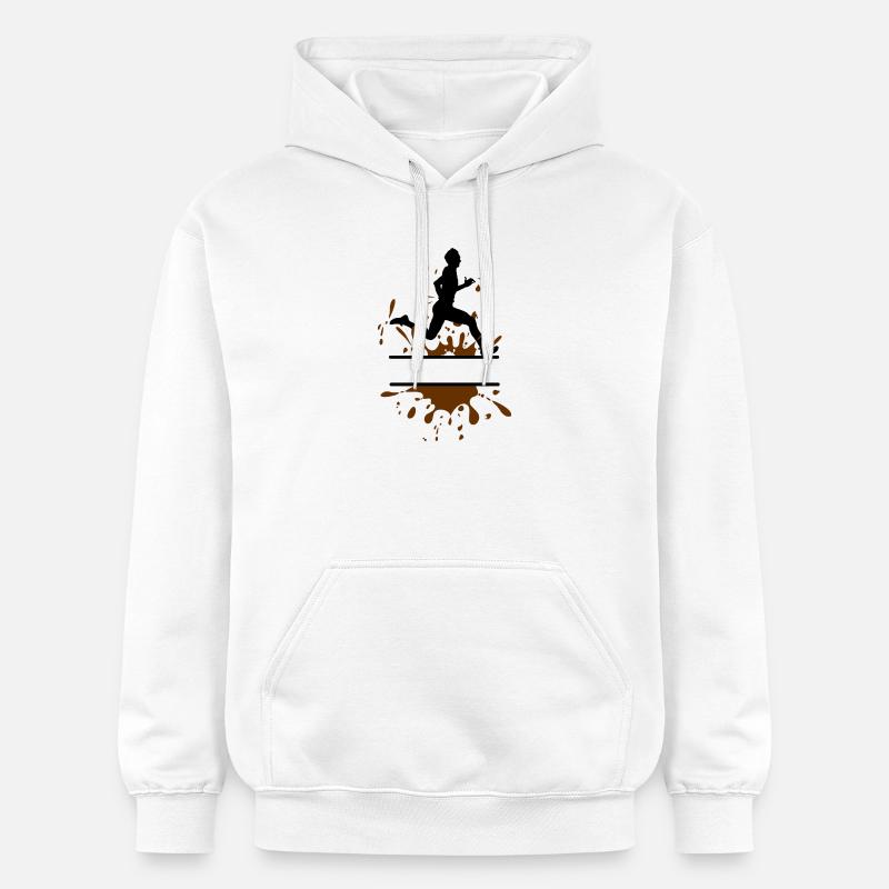 Mud Run Man – Coureur personnalisable - Sweat à capuche Softstyle® Gildan Unisexe - blanc