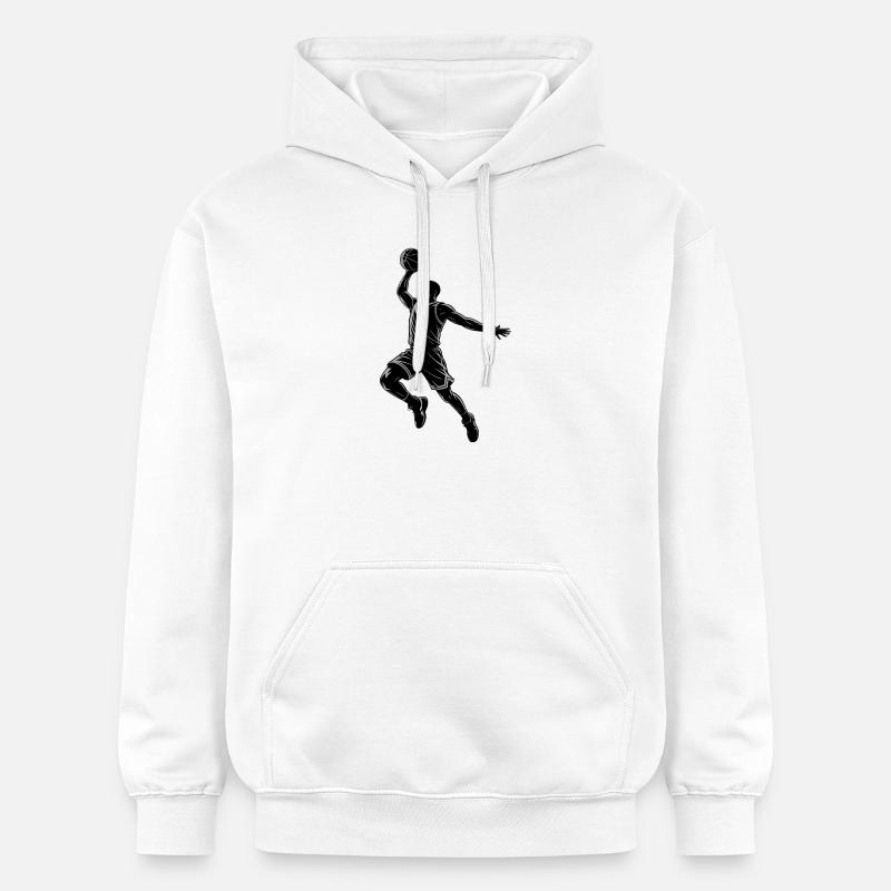 Basketball Dunk - Cool Silhouette Logo - Sweat à capuche Softstyle® Gildan Unisexe - blanc