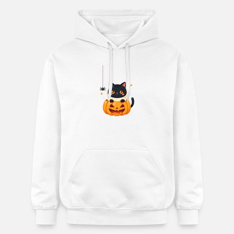 Chat d’Halloween avec citrouille d’Halloween - Sweat à capuche Softstyle® Gildan Unisexe - blanc