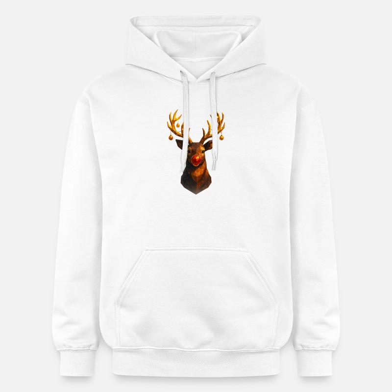 Renne de Noël Low Poly - Sweat à capuche Softstyle® Gildan Unisexe - blanc