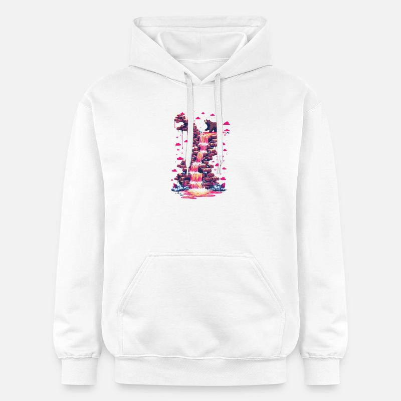 Cascade rose avec lumière d’ours - Sweat à capuche Softstyle® Gildan Unisexe - blanc