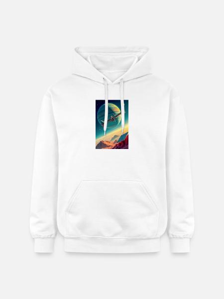 Humanity Finally Finds Its New Home in Space - Gildan Unisex Softstyle® Midweight Hoodie - white