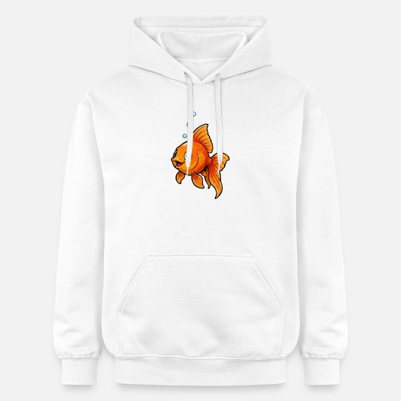 Dessin animé Poisson Rouge Joyeux - Sweat à capuche Softstyle® Gildan Unisexe - blanc