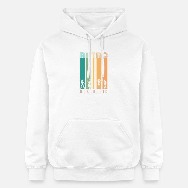 Retro Barres et Silhouettes Nostalgie - Sweat à capuche Softstyle® Gildan Unisexe - blanc