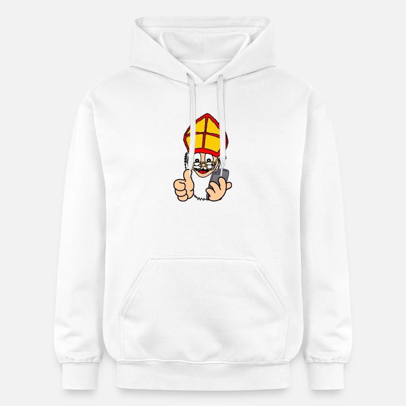 Sinterklaas avec smartphone - Sweat à capuche Softstyle® Gildan Unisexe - blanc