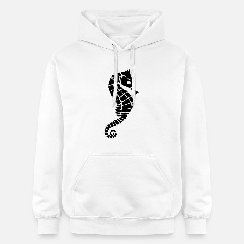 Hippocampe noir - Sweat à capuche Softstyle® Gildan Unisexe - blanc
