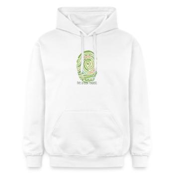 Empreinte digitale du jardin - Sweat à capuche Softstyle® Gildan Unisexe - blanc - Devant - Liana (172cm) & Jaron (178cm)