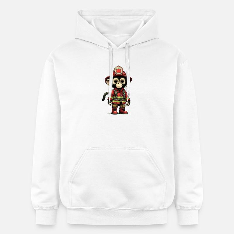 Petit singe pompier avec tenue - Sweat à capuche Softstyle® Gildan Unisexe - blanc