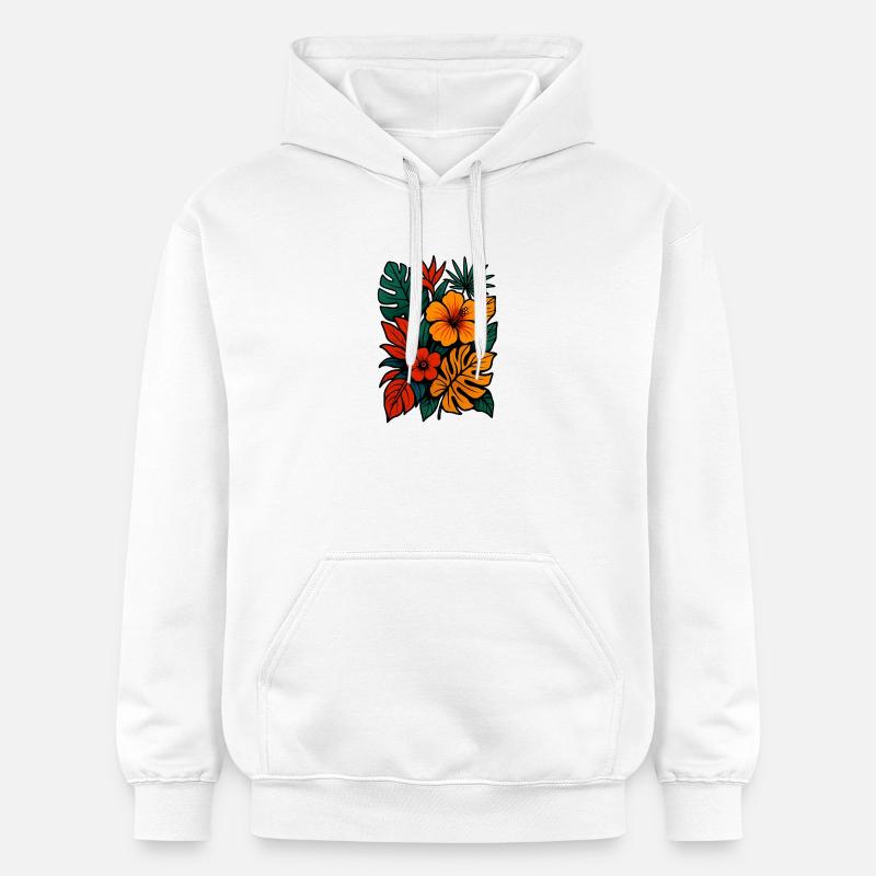 Tropical Bloom Rush - Sweat à capuche Softstyle® Gildan Unisexe - blanc