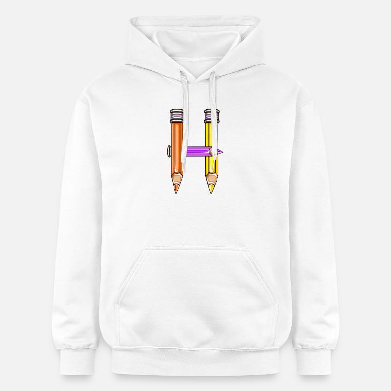 LETTRE INITIALE H ÉCOLE MATERNELLE - Sweat à capuche Softstyle® Gildan Unisexe - blanc