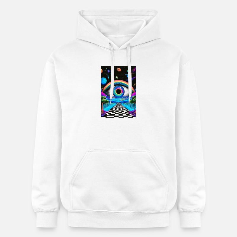 Voyage Psychédélique dans l'Espace - Sweat à capuche Softstyle® Gildan Unisexe - blanc