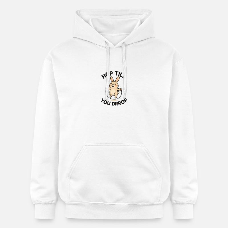 Conception de saut de lapin joyeux - Sweat à capuche Softstyle® Gildan Unisexe - blanc