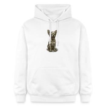 "Kleines Spitzohr" - Welpe Chihuahua - Gildan Unisex Softstyle® Midweight Hoodie - Weiß - Vorne - Liana (172cm) & Jaron (178cm)