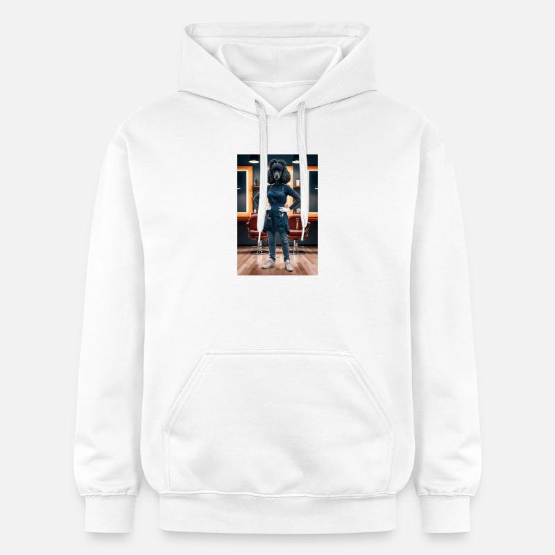 Coiffeur caniche humanoïde - Sweat à capuche Softstyle® Gildan Unisexe - blanc