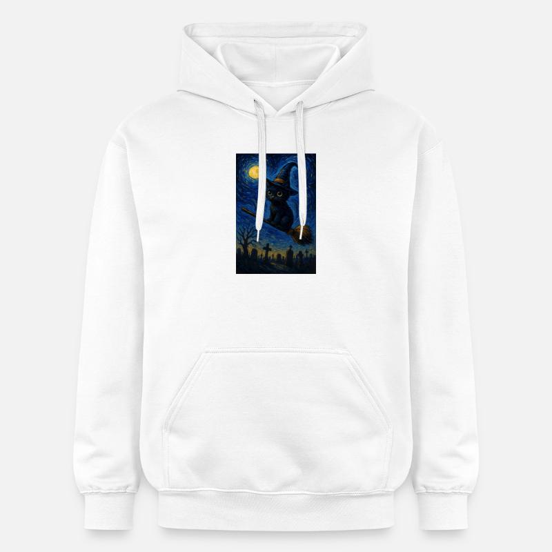 Halloween Chat mignon Nuit étoilée - Sweat à capuche Softstyle® Gildan Unisexe - blanc