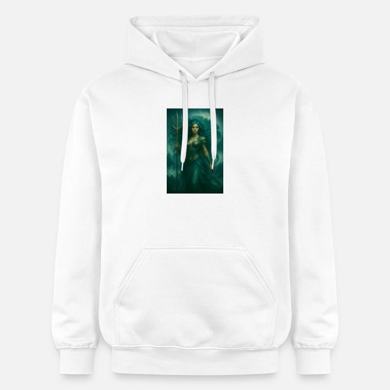 Déesse des Océans – Trident et Vagues - Sweat à capuche Softstyle® Gildan Unisexe - blanc