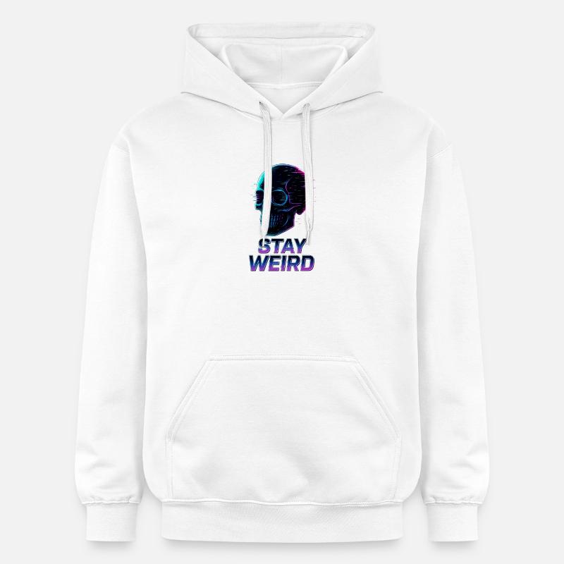 Restez bizarre Neon Skull - Sweat à capuche Softstyle® Gildan Unisexe - blanc
