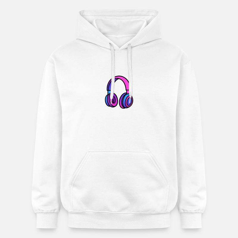 Illustration de casque dégradé de néon - Sweat à capuche Softstyle® Gildan Unisexe - blanc