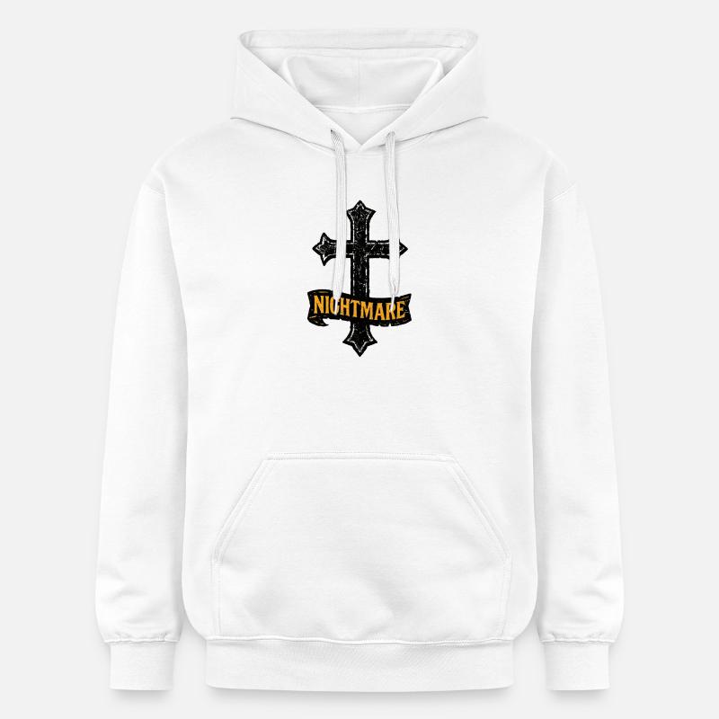 Croix terrifiante avec Cauchemar pour Halloween - Sweat à capuche Softstyle® Gildan Unisexe - blanc