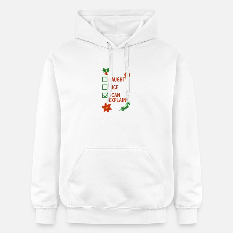 Noël, vilain, je peux expliquer ça - Sweat à capuche Softstyle® Gildan Unisexe - blanc