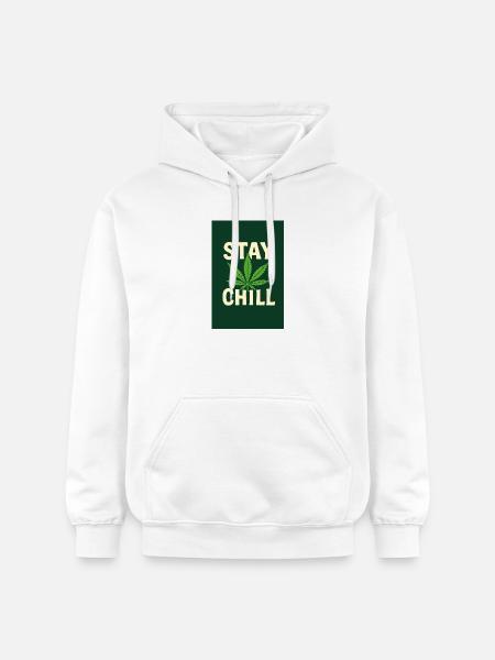 Stay Chill Cannabis Leaf - Gildan Unisex Softstyle® Midweight Hoodie - white