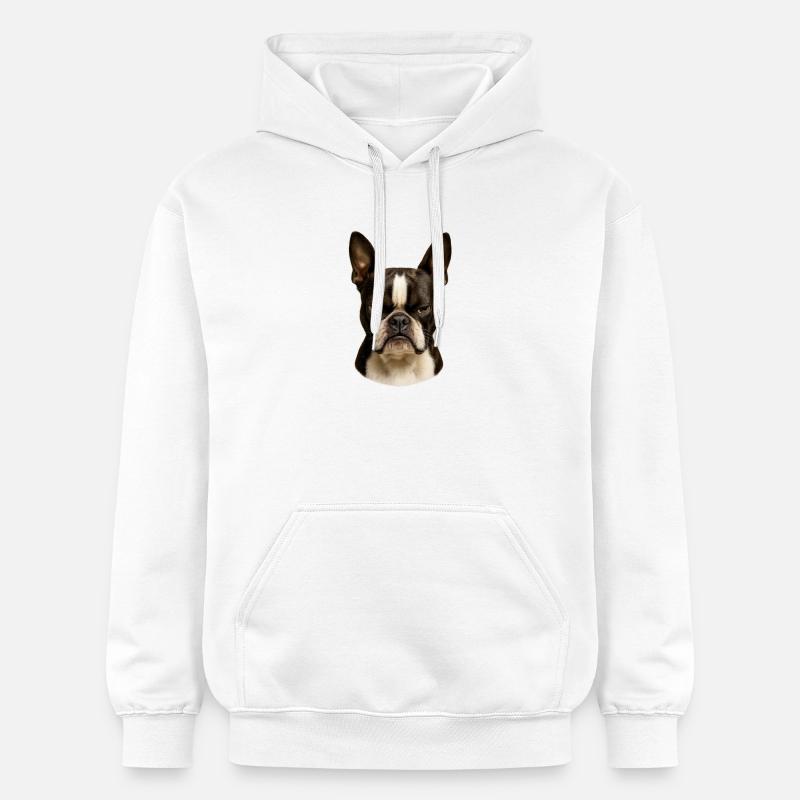 Vue impressionnante sur le Boston Terrier - Sweat à capuche Softstyle® Gildan Unisexe - blanc
