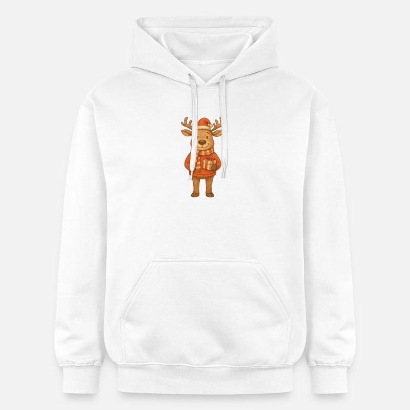 Mignons rennes de Noël avec cadeau - Sweat à capuche Softstyle® Gildan Unisexe - blanc