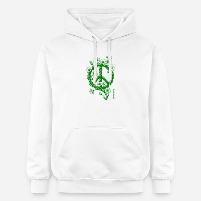 Symbole de la Paix en Fleurs - Sweat à capuche Softstyle® Gildan Unisexe - blanc