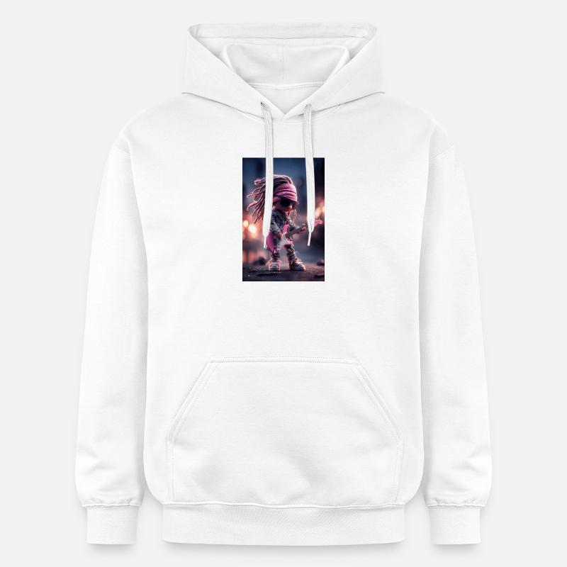Dreadlock Doll Rocker sur guitare rose - Sweat à capuche Softstyle® Gildan Unisexe - blanc